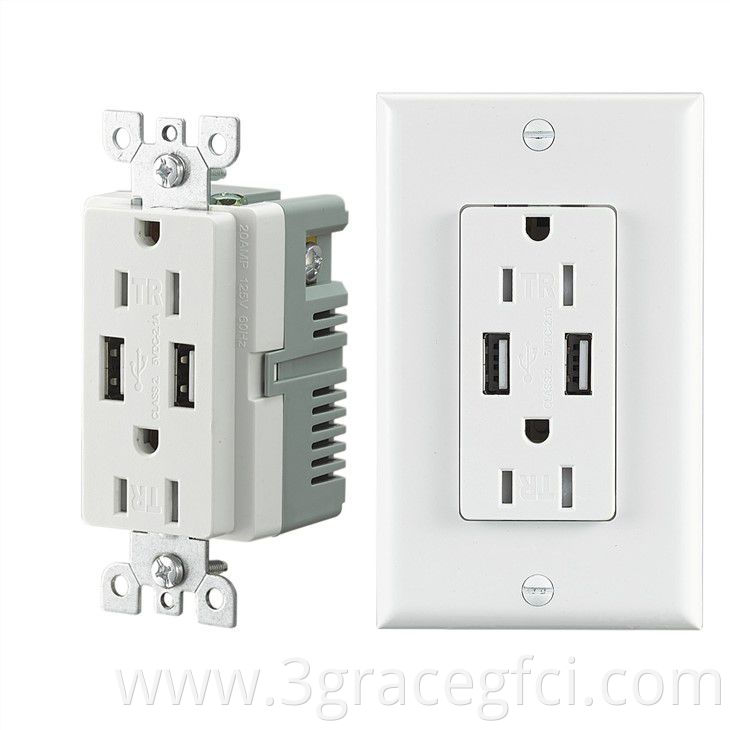 American Smart Gfci Socket With 2 1a Usb Outlet Port